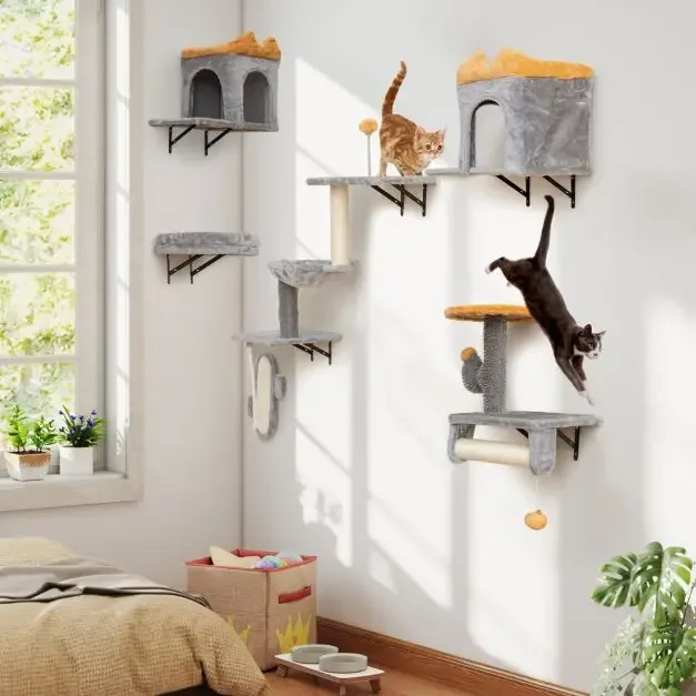 Arbre à chat mural avec griffoir et lit