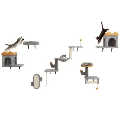 Arbre à chat mural avec griffoir et lit – image 3