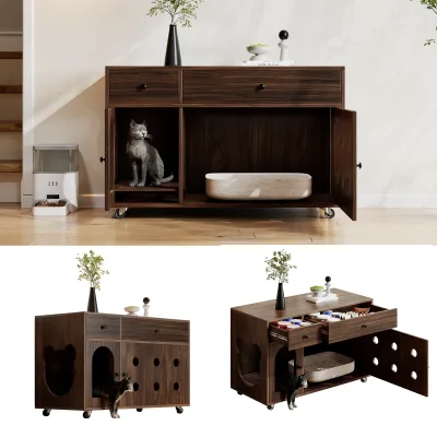 Armoire à litière pour chat avec tiroirs – image 3