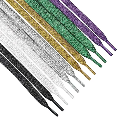 Lacets plats brillants or et argent