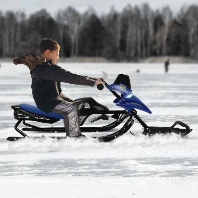 Luge à neige enfant, cadre en fer, noire ou bleue – image 2