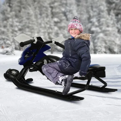Luge à neige enfant, cadre en fer, noire ou bleue – image 3