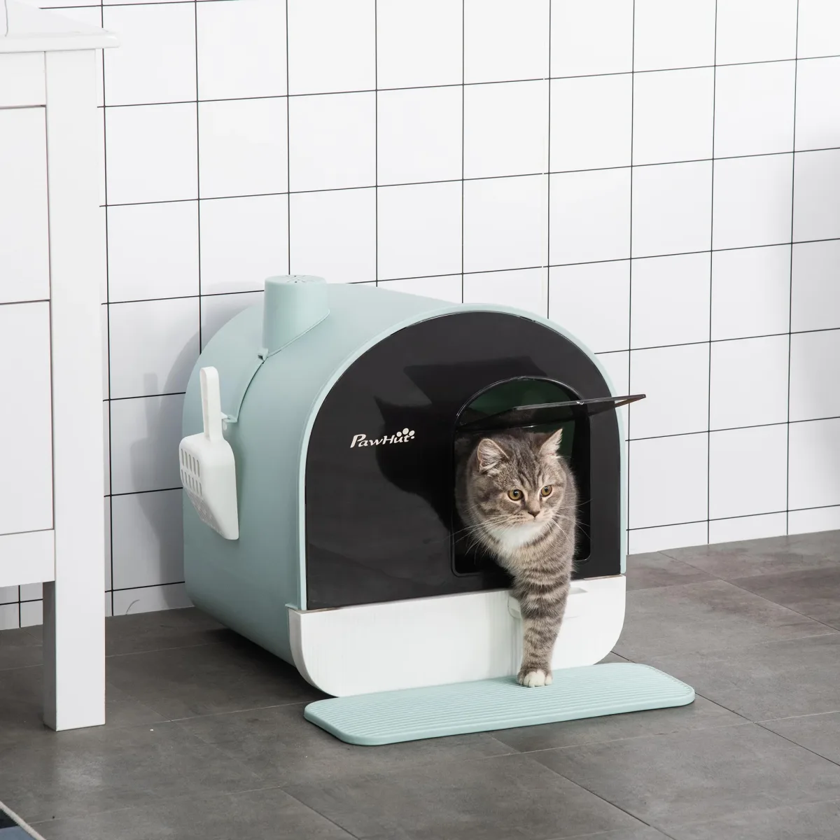 Maison de toilette fermée pour chat, plastique PP
