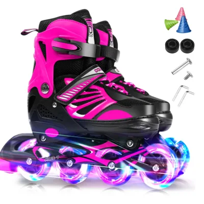 Patins à roulettes réglables, roues lumineuses – image 3