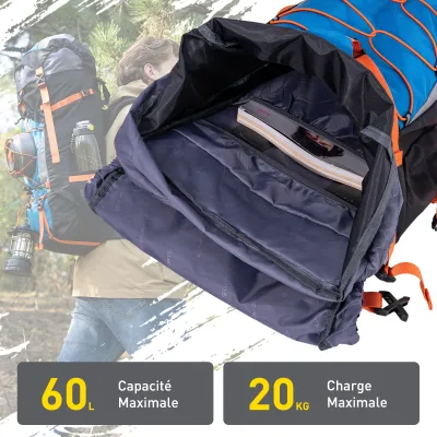 Sac à dos de randonnée pliable en nylon, 60 L – image 3