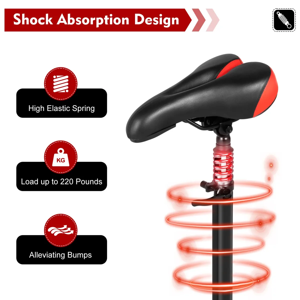 Siège de selle rouge et noir pour trottinette