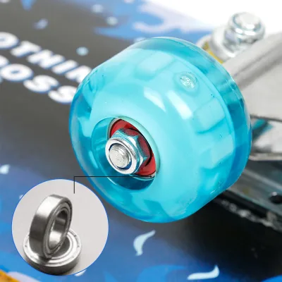 Skateboard complet bleu en érable, double bascule – image 3