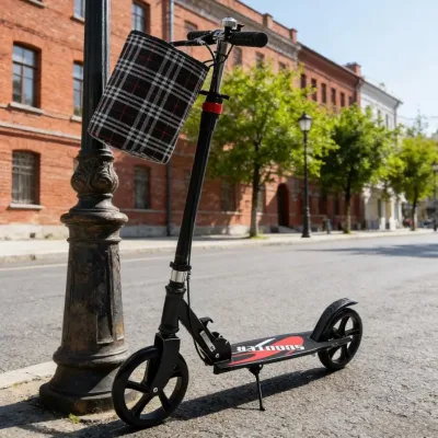Trottinette électrique pliable noire à panier