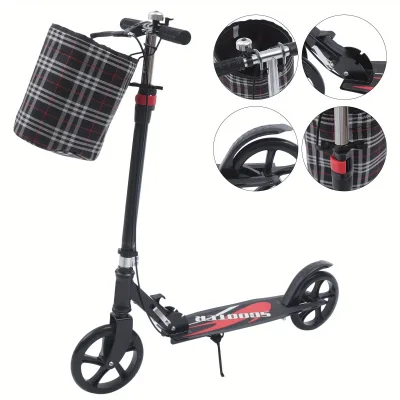 Trottinette électrique pliable noire à panier – image 3