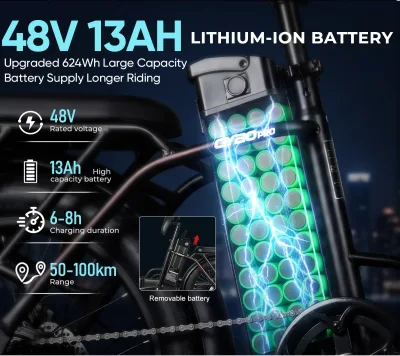 Vélo électrique pliable à gros pneus, 7 vitesses – image 3