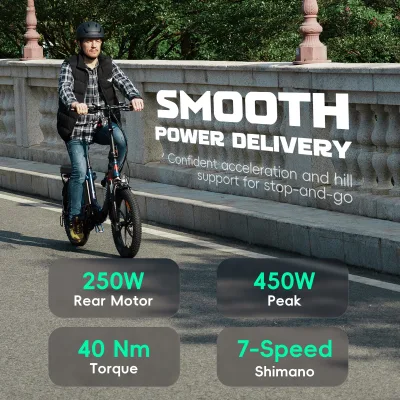 Vélo électrique pliable à pneus larges, 36 V – image 3
