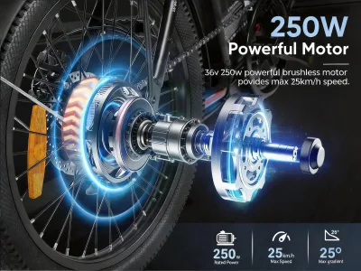 Vélo électrique pliable en acier, roues de 51 cm – image 2