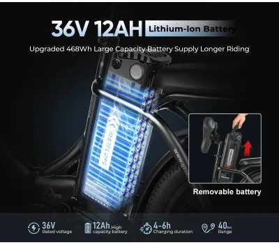 Vélo électrique pliable en acier, roues de 51 cm – image 3
